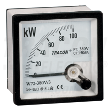 TRACON Hatásos teljesítménymérő, 3 fázisú, 4 vezetékes96×96mm, 400V AC mérőműszer