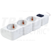 TRACON Hordozható elosztósáv kapcsolóval, fehér 1,4m