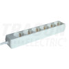 TRACON Hordozható elosztósáv, normál, fehér6×SCHUKO, 3m, max.16A, 250VAC, 3680W, 3x1,5mm2, H05VV-F