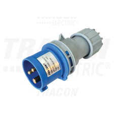 TRACON Ipari csatlakozó dugó, külső tömítőszelencével16A, 250V, 2P+E, 6h, IP44 villanyszerelés