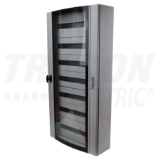 TRACON Ívelt biztonsági üvegajtós fém elosztószekrény600×1200×250 / 168M (24×7 rows) villanyszerelés