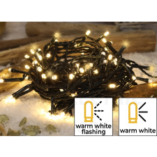 TRACON Karácsonyi LED fényfüzér 12m IP44 meleg fehér adapterrel karácsonyfa izzósor