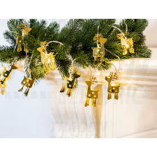 TRACON Karácsonyi LED fényfüzér dekoráció, fém szarvasos, elemes, 6+18h, 10LED, 3000K, 2xAA karácsonyfa izzósor