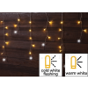TRACON Karácsonyi sziporkázó jégcsap fényfüggöny, kültéri/beltéri230VAC, 5+10M, 250LED, 6W, 2600-2700K, IP44