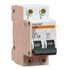 TRACON Kismegszakító, 2 pólus, B karakterisztika20A, 6kA villanyszerelés