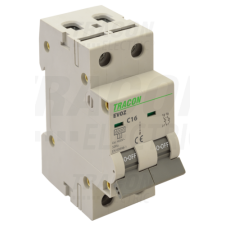 TRACON Kismegszakító, 2 pólus, C karakterisztika1A, C, 2P, 6kA villanyszerelés