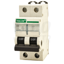 TRACON Kismegszakító, 2 pólus, C karakterisztika25A, 4,5 kA villanyszerelés