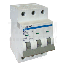 TRACON Kismegszakító, 3 pólus, B karakterisztika63A, B, 3P, 10kA villanyszerelés