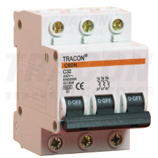 TRACON Kismegszakító, 3 pólus, C karakterisztika 13A, 6kA villanyszerelés