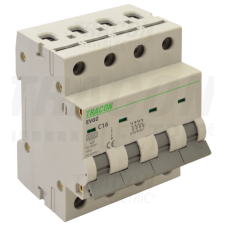 TRACON Kismegszakító, 4 pólus, B karakterisztika4A, B, 4P, 6kA villanyszerelés