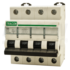 TRACON Kismegszakító, 4 pólus, C karakterisztika25A, 4,5 kA villanyszerelés