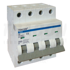 TRACON Kismegszakító, 4 pólus, C karakterisztika50A, C, 4P, 10kA villanyszerelés