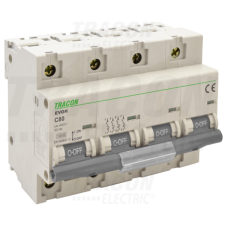 TRACON Kismegszakító, nagyáramú, 4 pólus, C karakterisztika80A, 4P,10kA villanyszerelés
