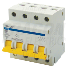 TRACON Kismegszakító, színes karral, 4 pólus, B karakterisztika32A, 6kA villanyszerelés