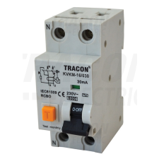 TRACON Kombinált védőkapcsoló, 2P, 2 modul, C karakterisztika 25A, 100 mA, 6kA, AC villanyszerelés