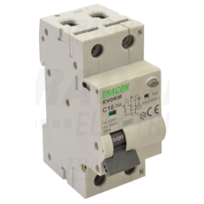 TRACON Kombinált védőkapcsoló, 2P, 2modul, B karakterisztika63A, 30 mA, 10kA, AC villanyszerelés