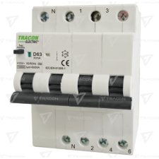 TRACON Kombinált védőkapcsoló, 4P, 4modul, D karakterisztika  D50A, 30 mA, 10kA, A villanyszerelés
