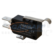 TRACON KW3-61 Helyzetkapcsoló, mikro, íves-rugószár 1×CO 10(3)A/230V, 28mm, 6,3x0,8 mm, IP00 villanyszerelés