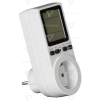 TRACON LCD kijelzőjű dugaszolható fogyasztásmérő  230 V, 50 Hz, 16 A, 3680 W, V,A,W,kWh,Hz,cosfi,cost