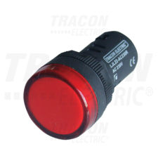 TRACON LED-es jelzőlámpa, piros12V AC/DC, d=22mm villanyszerelés