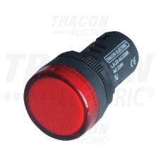 TRACON LED-es jelzőlámpa, piros 12V AC/DC, d=22mm villanyszerelés