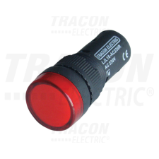 TRACON LED-es jelzőlámpa, piros 230V DC, d=16mm villanyszerelés