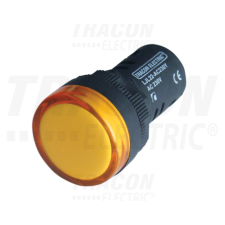 TRACON LED-es jelzőlámpa, sárga230V AC/DC, d=22mm villanyszerelés