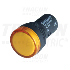 TRACON LED-es jelzőlámpa, sárga 24V AC/DC, d=22mm villanyszerelés