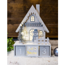 TRACON Led karácsonyi kocka naptár, házikó, fa, elemes világítás