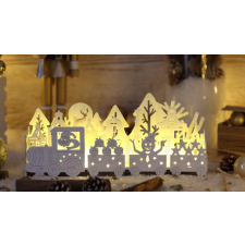 TRACON LED karácsonyi vonat, fa, fehér, elemesTimer 6+18h,10LED, 3000K, 3xAA karácsonyi dekoráció