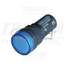 TRACON LJL16-BA LED-es jelzőlámpa, kék 12V AC/DC, d=16mm villanyszerelés
