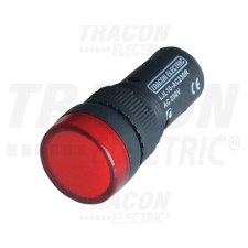 TRACON LJL16-RC LED-es jelzőlámpa, piros 24V AC/DC, d=16mm világítás