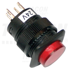 TRACON Mini jelzőlámpás nyomógomb, piros 1×NO, 12V AC/DC villanyszerelés