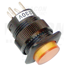 TRACON Mini jelzőlámpás nyomókapcsoló sárga1×NO, 12V AC/DC villanyszerelés
