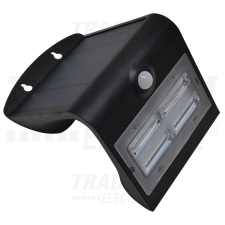 TRACON Napelemes LED fali világítótest mozgásérzékelővel, fekete 3,2 W, 4000 K, 400 lm, IP65, 3,7 V, 2 Ah kültéri világítás