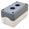 TRACON NYGD-2GR Összeállított tokozat nyomógombokhoz, szürke, 2-es d=22,5, IP65, 2×PG-13,5
