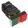 TRACON NYKK8475 Kettős BE-KI nyomógomb, fémalap, zöld+piros kiálló 1×NC+1×NO, 3A/230V AC, IP42