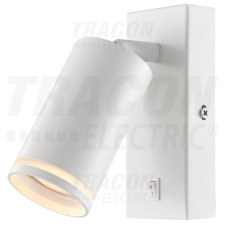 TRACON Oldalfali állítható spot lámpatest, fehér, kapcsolóval100-240VAC, 50Hz, 1xGU10, max.35W világítás