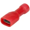 TRACON PTCSH5 Teljes szigetelésű rátolható csatl. hüvely, sárgaréz, piros 1,5mm2, 4,8×0,8mm
