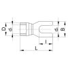 TRACON PV6 Szigetelt villás saru, ónozott elektrolitréz, piros 1,5mm2, M6, (d1=1,7mm, d2=6,6mm), PVC