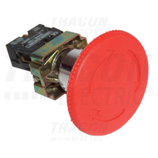 TRACON Reteszelt gombafejű vészgomb, fémalap, piros, elfordítással 1×NC, 3A/400V AC, IP42, D=60mm villanyszerelés