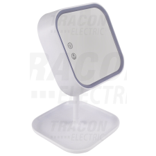 TRACON Sminktükör LED világítással 100-240 VAC, 50Hz, 8 W, 150 lm, 6000 K,3,7V 1000mAh Li-Ion világítás