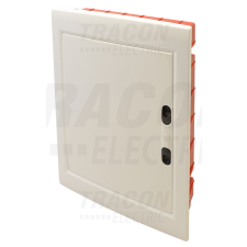 TRACON Süllyesztett elosztódoboz, fehér-sík ajtóval, NPE nélkül villanyszerelés