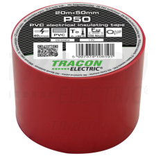 TRACON Szigetelőszalag, piros20m×50mm, PVC, 0-90°C, 40kV/mm villanyszerelés