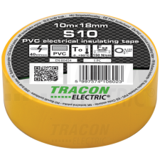 TRACON Szigetelőszalag, sárga10m×18mm, PVC, 0-90°C, 40kV/mm villanyszerelés