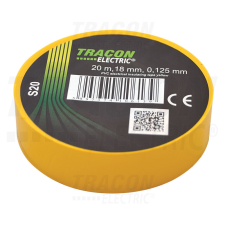 TRACON Szigetelőszalag, sárga 20m×18mm, PVC, 0-90°C, 40kV/mm villanyszerelés