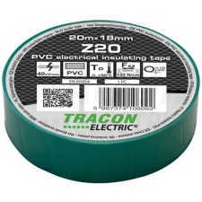 TRACON Szigetelőszalag, zöld20m×18mm, PVC, 0-90°C, 40kV/mm villanyszerelés