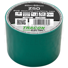 TRACON Szigetelőszalag, zöld20m×50mm, PVC, 0-90°C, 40kV/mm villanyszerelés