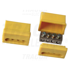 TRACON Szigetelt csavaros vezetékösszekötő, sárga ház4×(1,5-4mm2), 450VAC, max. 40A villanyszerelés
