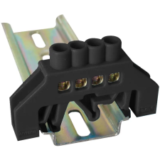 TRACON Szigetelt földelősín (N/PE), fekete 230/400VAC, 63A, 6×9mm, 4P, IP20 villanyszerelés
